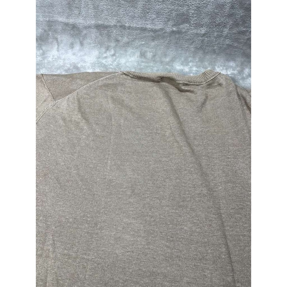 Naked Cashmere 100% Linen Sweater Mens XXL Taupe V-Neck Long Sleeve Top